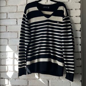 John Miller horizontal Stripe V-Neck Sweater​